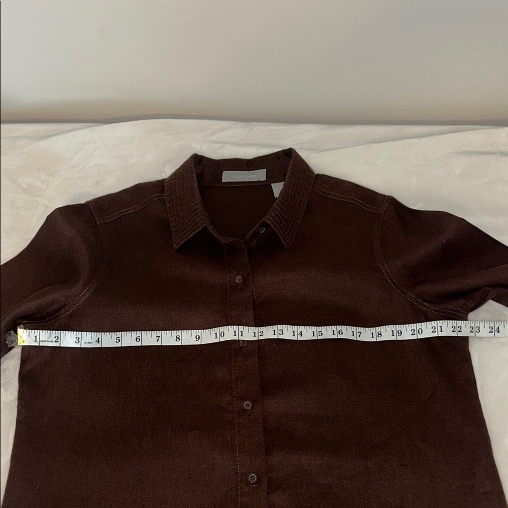 Liz Claiborne Dark Brown Women's Blouse 100% linen - Picture 9 of 11